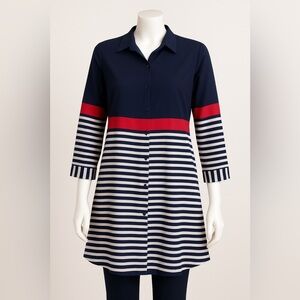 Navy and Red Striped Women's Tunic
